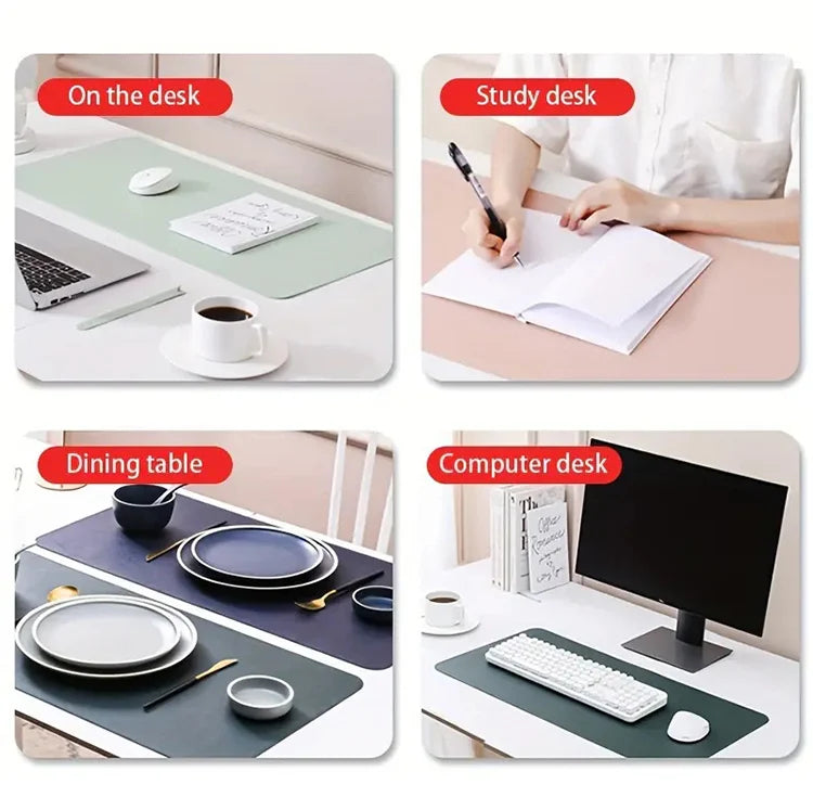 1pc Large Size Office Desk Protector Mat 23.62x11.81in PU Leather Waterproof MousePad Desktop Keyboard Desk Pad Gaming Mousepad