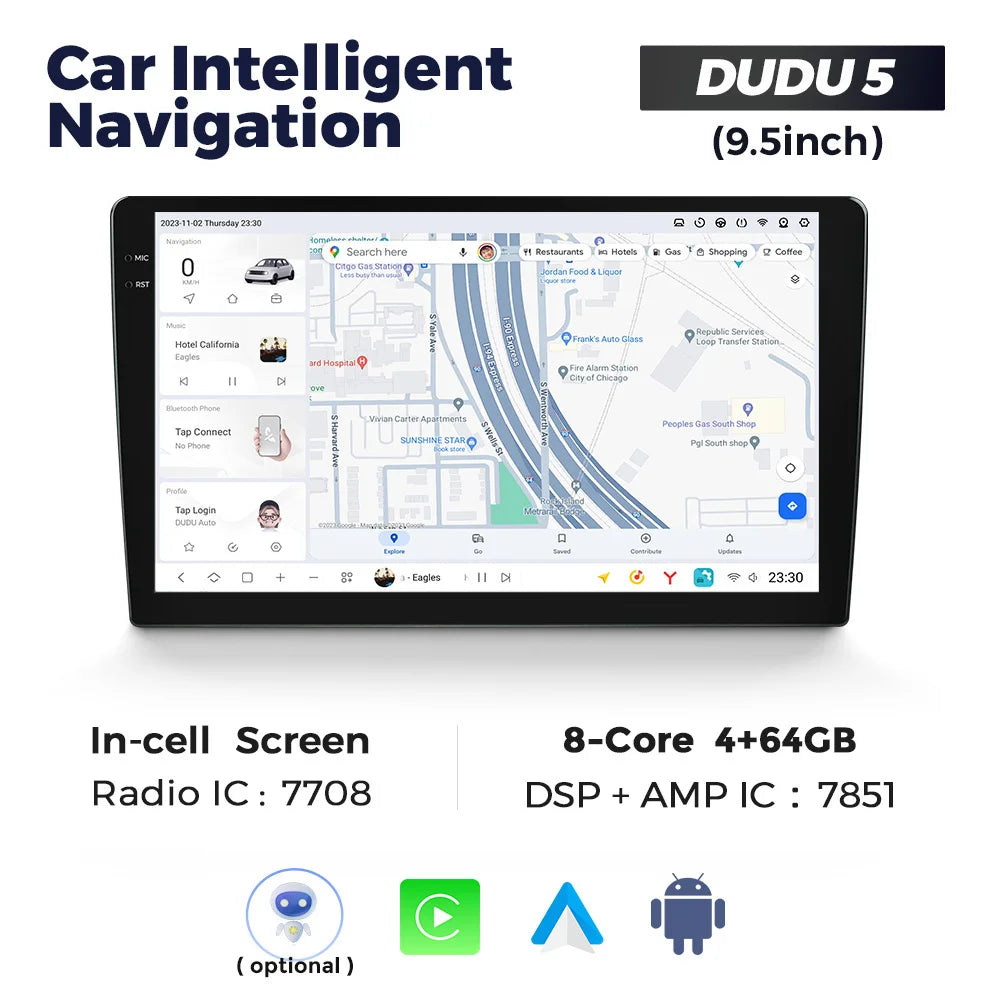 DUDUAUTO 9.5/10.36inch DUDU7 Android 13 Universal Carplay Multimedia Car Radio WIFI DSP TDA7708 12+512G Android-Auto Carplay