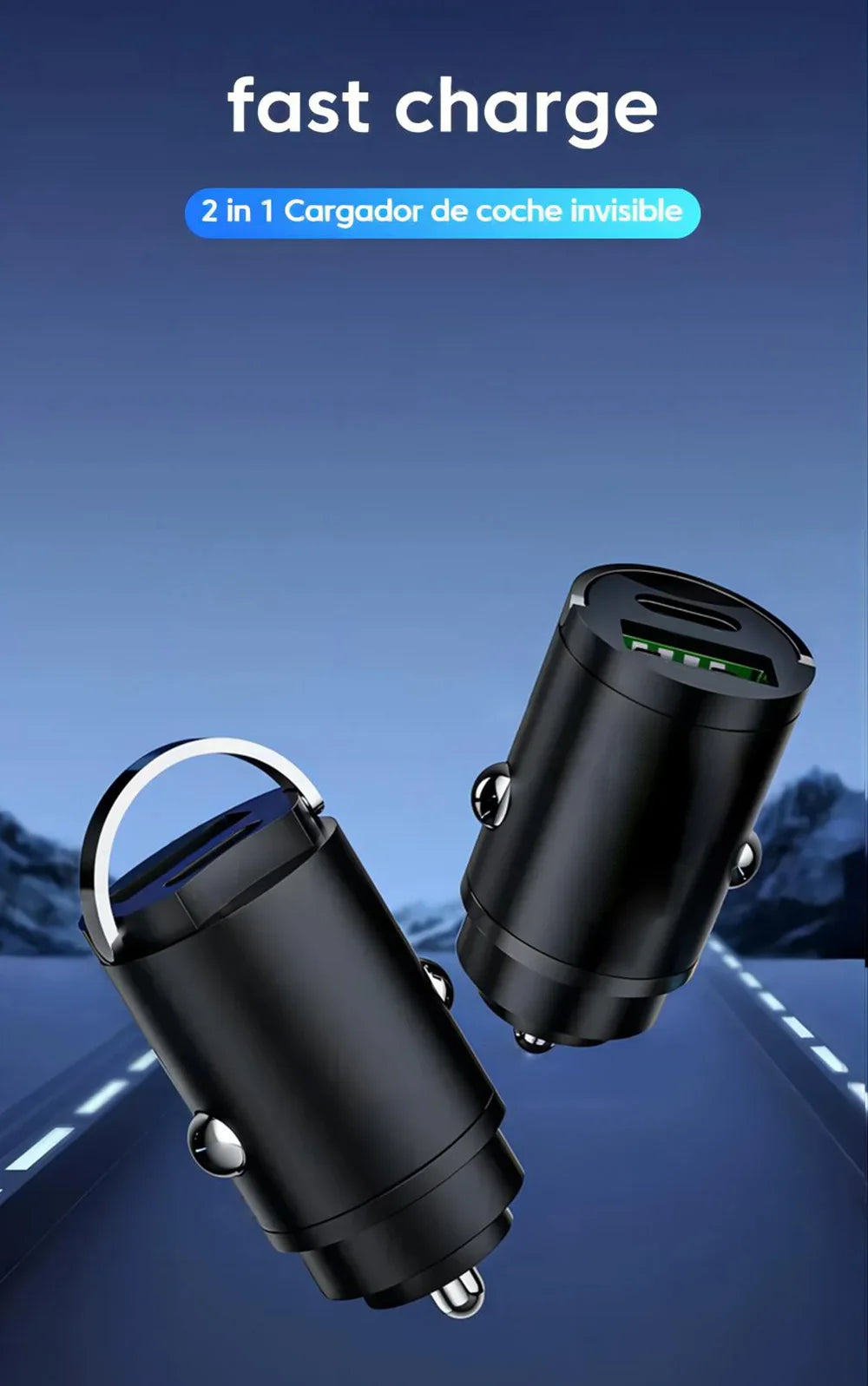 Mini PD QC Pull Ring Fast Charging Car Charger USB C Car Phone Charger Adapter For iPhone 13 12 Xiaomi Samsung Huawei