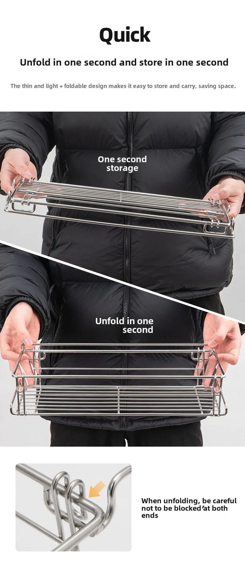 Outdoor Aluminum Table Side Storage Rack Hanging Mesh IGT Table Expansion Bracket Folding Table Extension Basket Folding Rack