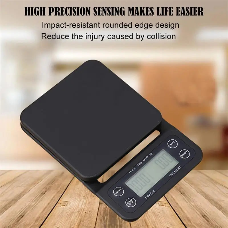 1pc Black Precision Coffee Dropping Scale 0.1g Coffee Dropping Scale With Timer Digital Kitchen Scale High Precision LCD Scale