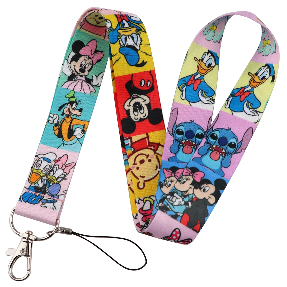 KKZ004 Mickey&Minnie Stitch Lanyard For Keys Keychain Badge Holder ID Credit Card Pass Hang Rope Lariat Phone Charm Gift