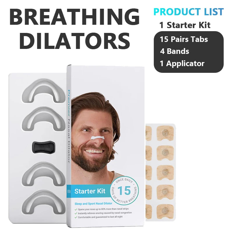 Nasal Breathing Dilators Starter Kit, Magnetic Anti-snoring Strips for Nose, Improve Sleep Quality Snoring Solution for Men