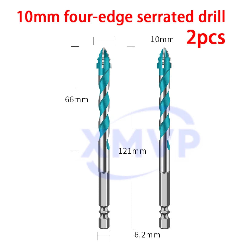 Four-edge serrated eccentric drill bit, high-hardness tile drilling, concrete Nemesis, super-hard special electric drill