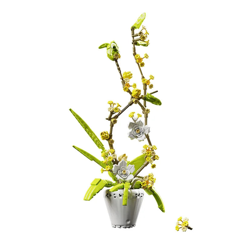 New Fragrans Model Building Blocks MOC Flower Potted Bonsai Ideas Home Decor Plant Collection Bricks Ideas DIY Toy For Girl Gift