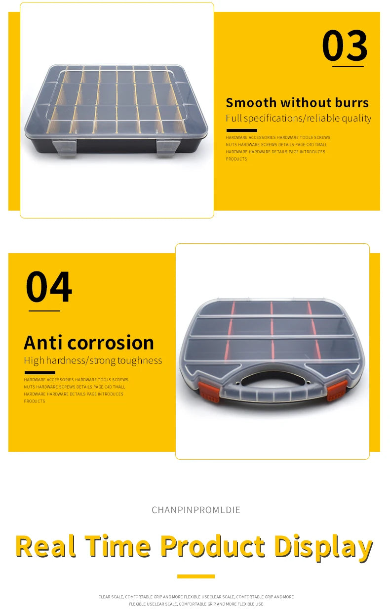 2-24 Grids Screw Organizer Container Box Plastic Transparent Compartment Adjustable Storage Box For Jewelry Button Hardware Tool