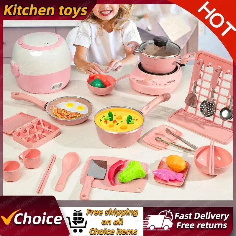 New Girl Baby Can Cook Funny Mini Kitchen Wholesale Real Cooked Family Toy Set Birthday Gift Girl Toys