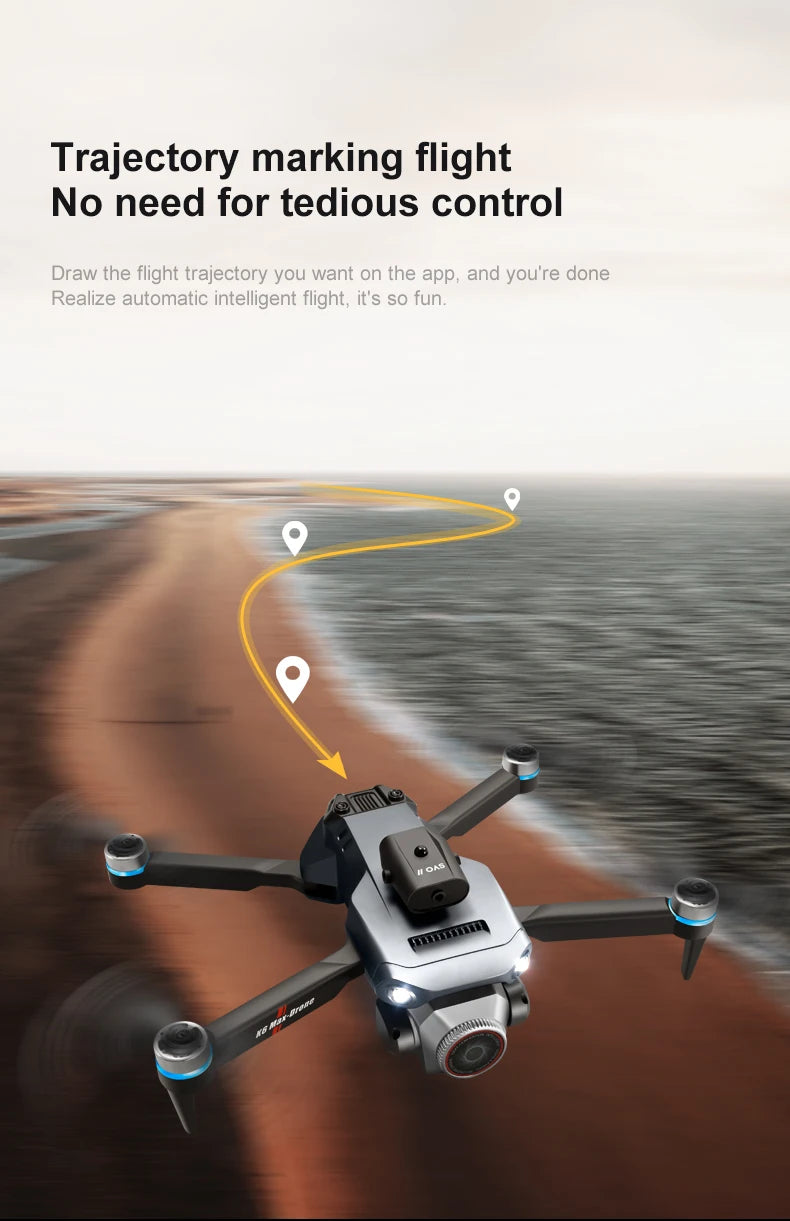 K6 MAX Triple-Camera Drone 4K HD Optical Flow Positioning 360° Obstacle Avoidance Foldable Quadcopter Wifi FPV RC Toys Dron