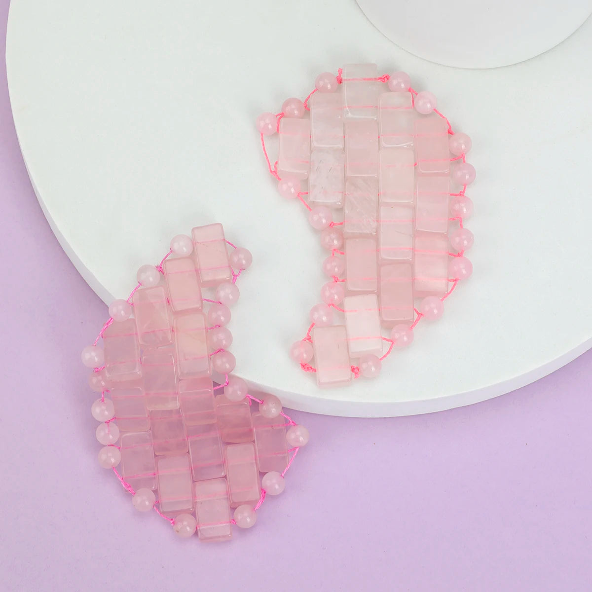 1 Pair Natural Jade Eye Sleep Mask Premium Rose Quartz Pink Eye Stickers Anti-Aging Stone Eye Mask Reduce Wrinkle Eye Lines