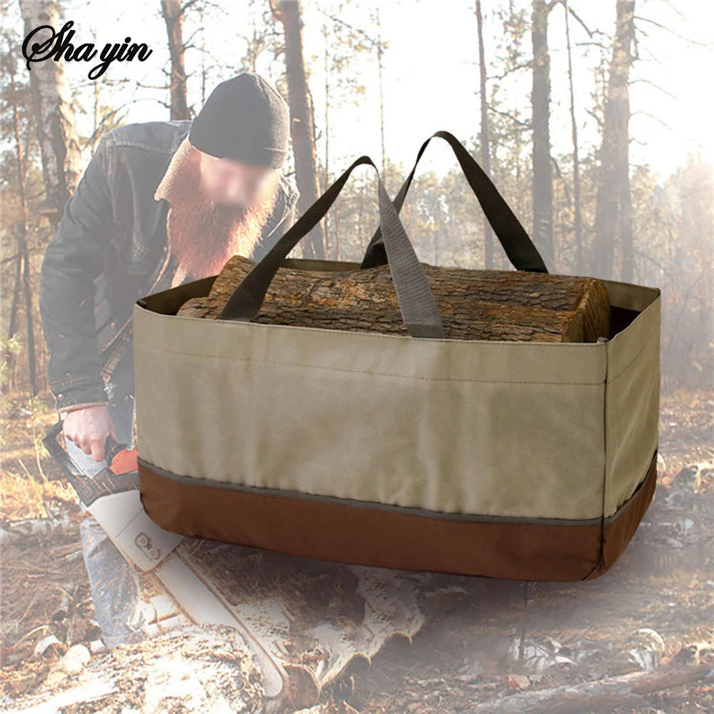 Outdoor Waterproof Firewood Storage Bag – Durable Oxford Organizer for Logs, Charcoal & Transport