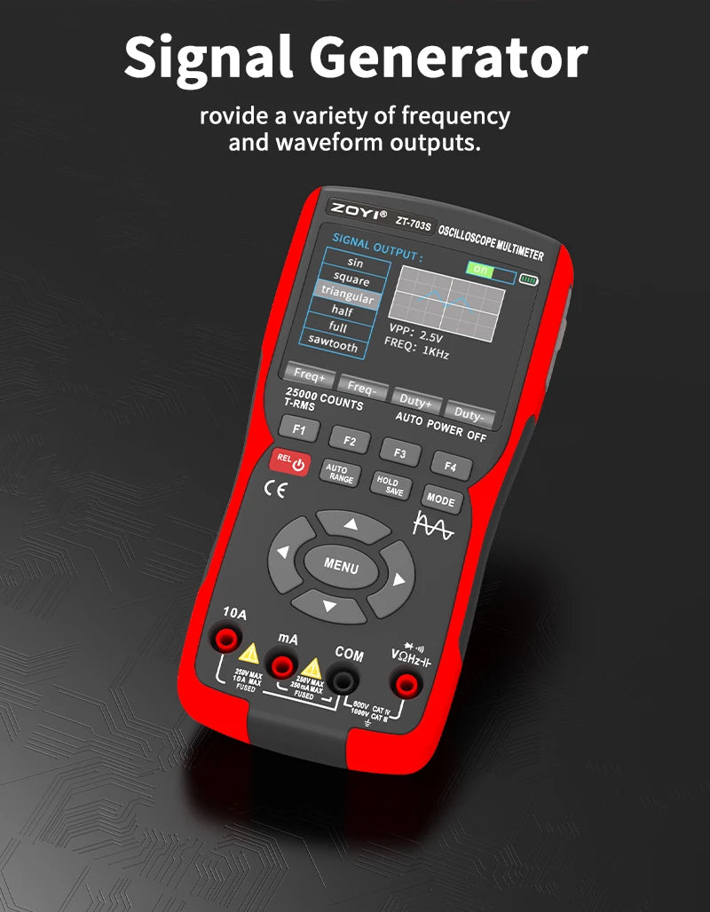 ZOYI ZT-703S 3-in-1 Oscilloscope Multimeter with 3.5 Inch IPS Display,25000 Counts, Dual Channel 50MHZ Bandwidth,280MSa/s High