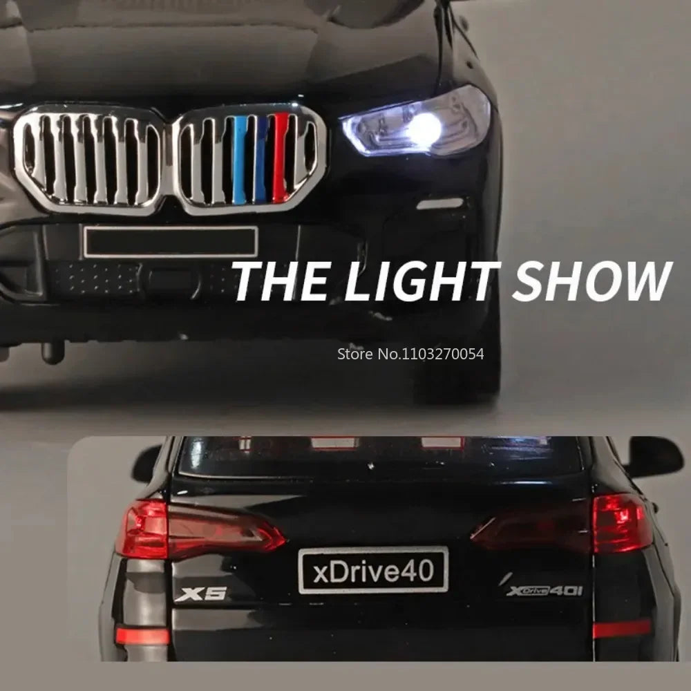 1/24 X5 Alloy SUV Model Car Toy Diecasts Metal Rear Wheel Pull Back Function Vehicle Models With Sound Light Toys For Kids Gifts