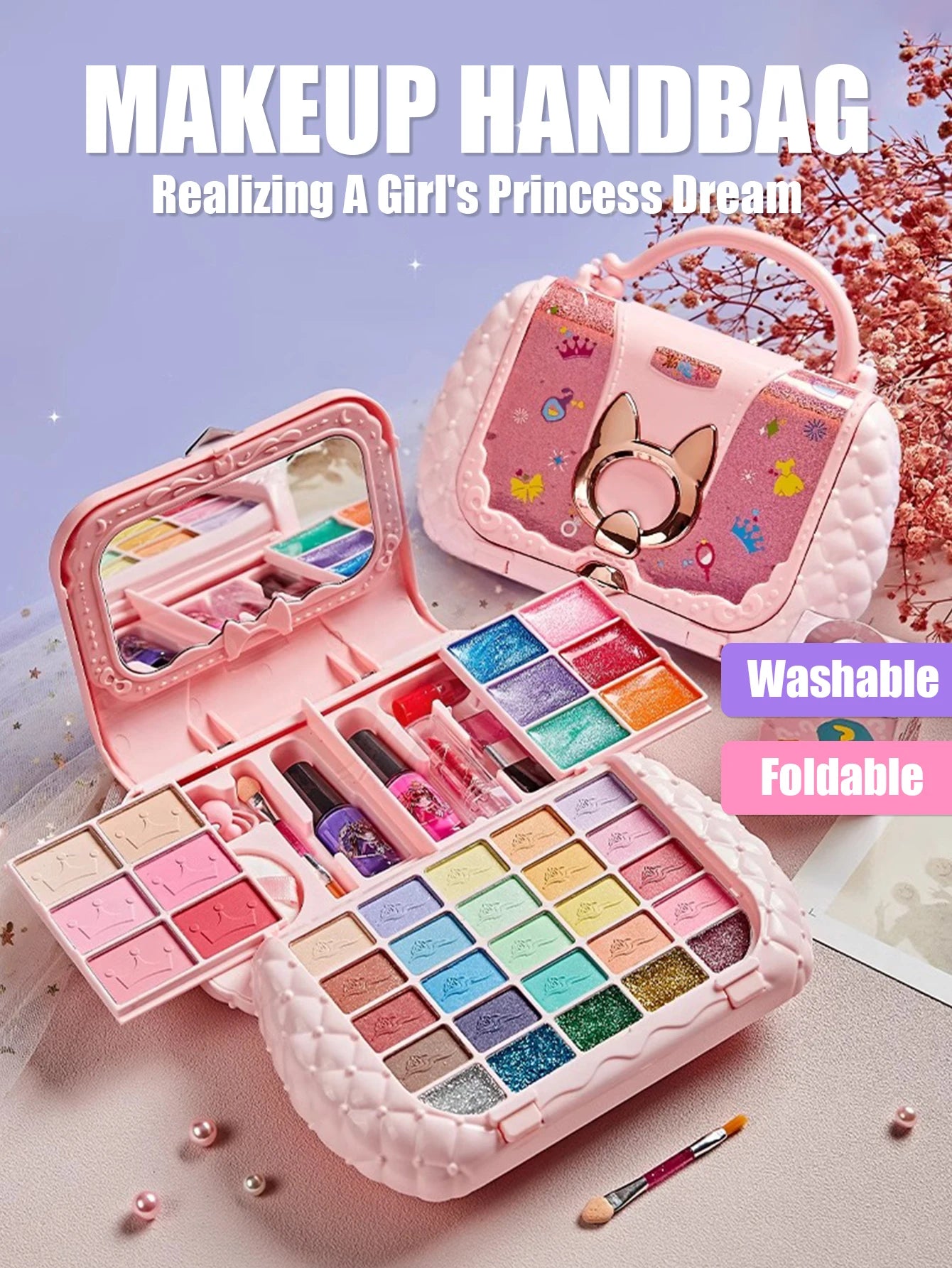 Kids Beauty Toys Makeup Kit Little Bag Washable Pretend Play Cosmetic NairoMarket