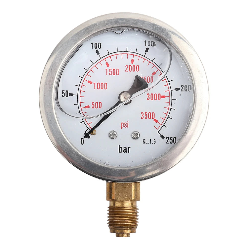 Hydraulic Gauge Hydraulic Pressure Gauge Manometer 0-250Bar 0- 3750PSI G1/4 63mm Hydraulic Water Pressure Gauge Meter