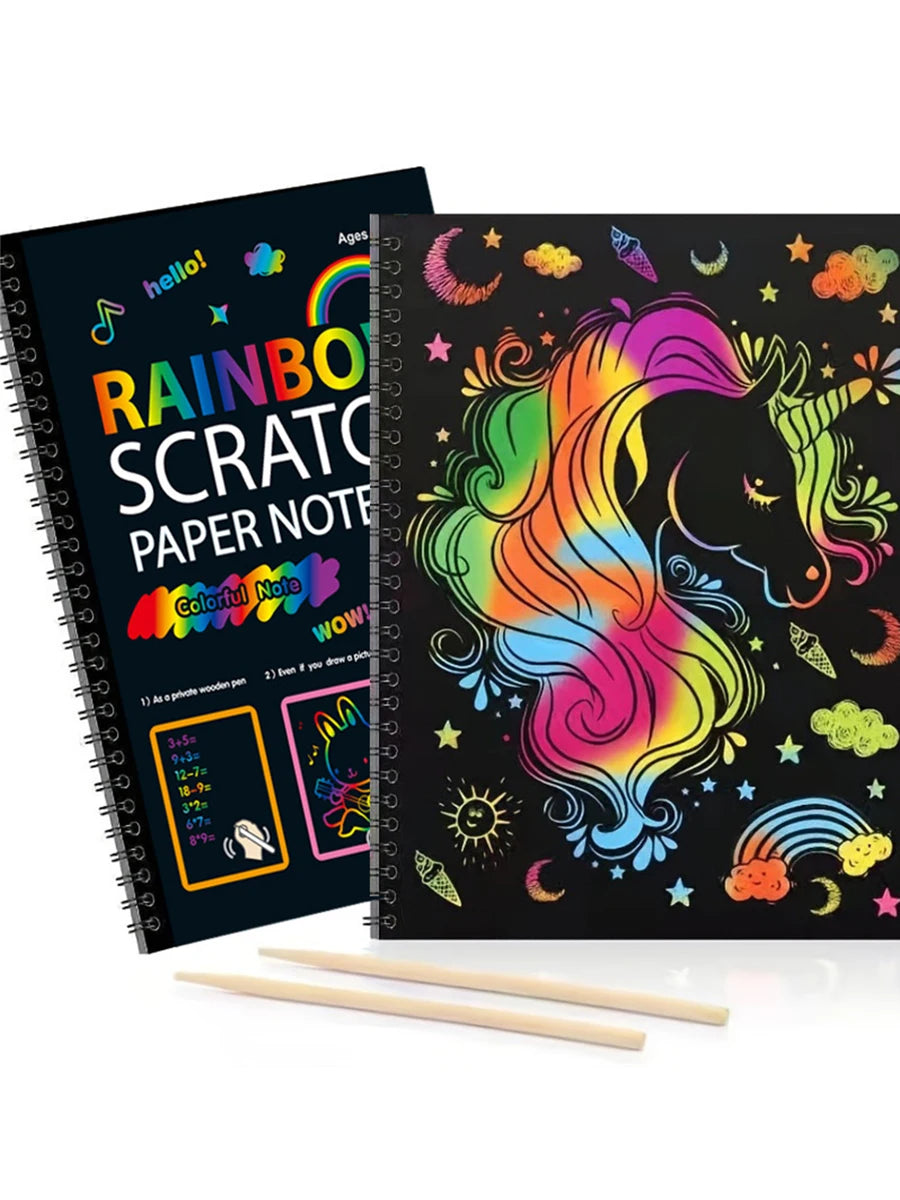 12 sheets/set of rainbow scratch-off books, art and craft supplies set, color drawing paper set, suitable for birthday game part