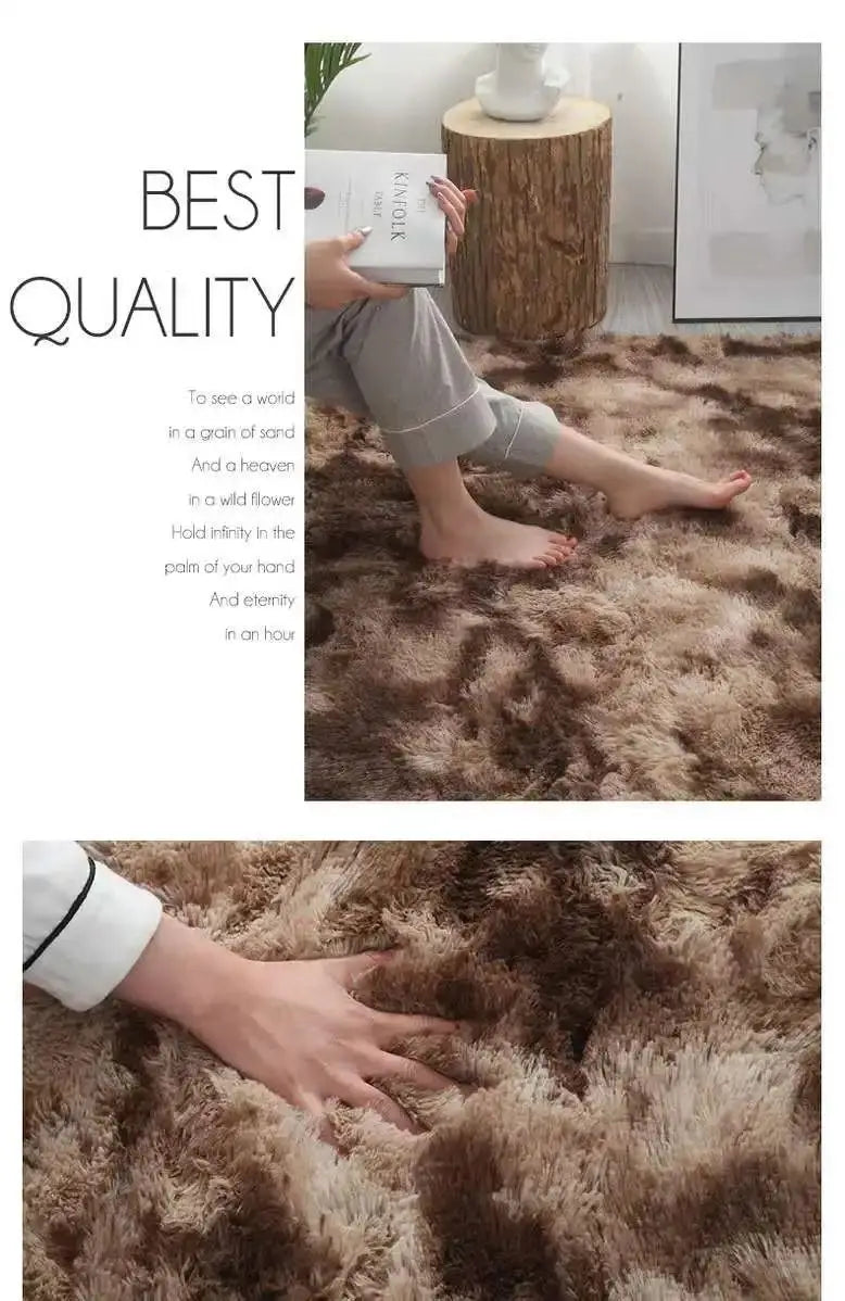VIKAMA Solid Color Simple Nordic Tie-dye Carpet Living Room Bedroom Bbed Sofa Comfortable Blanket Silk Wool Floor Mat All Spread
