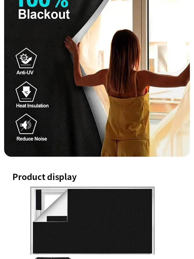 1pcs Plain Curtain, Simple Polyester Blackout Curtain For Home Decor Portable Foldable Travel Curtains, UV Protection, Room