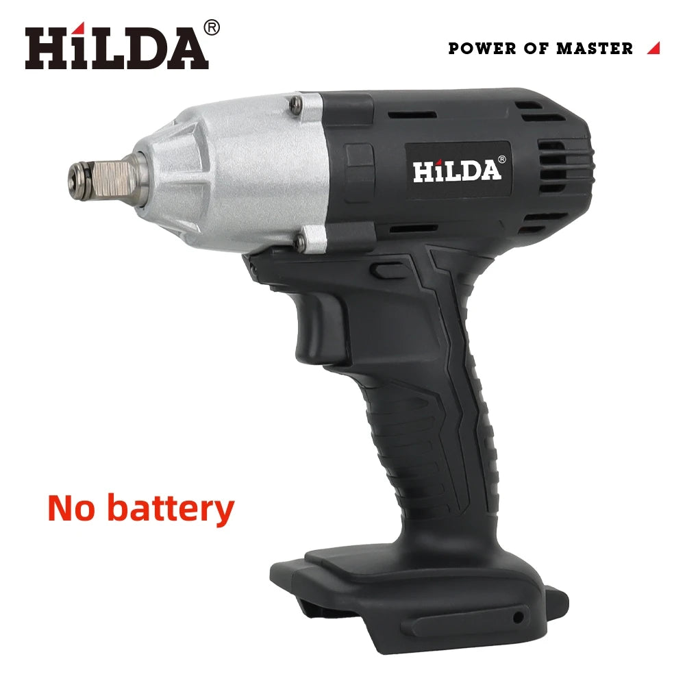 HILDA 18V Blue Brushless/Brushed Electric Impact Wrench Rechargeable 1/2 Socket Wrench Cordless for Makita Battery