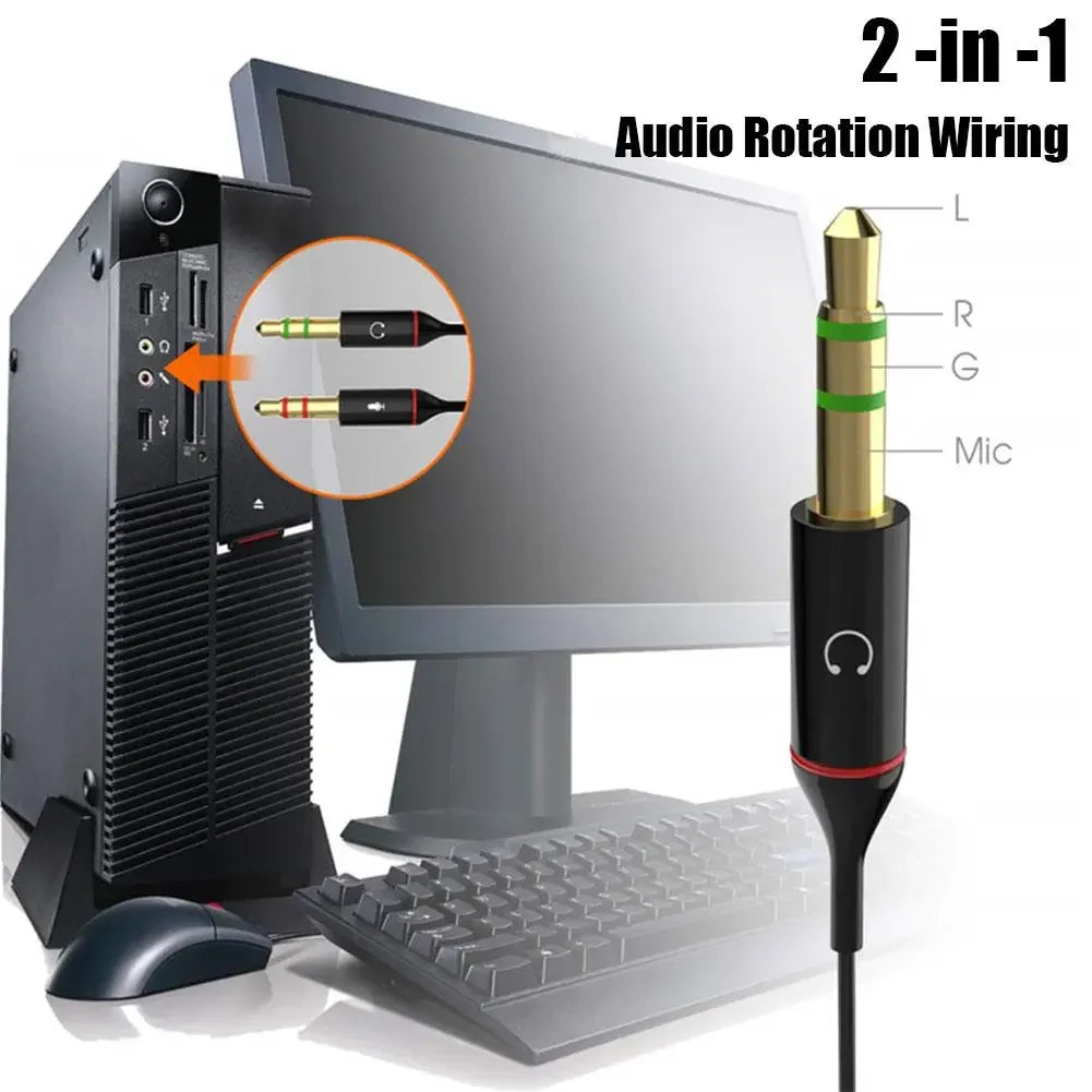 Headphone Microphone Audio Converter Splitter For Computer 3.5mm Female To 2 Dual 3.5mm Male Headphone Mic Audio Y Splitter