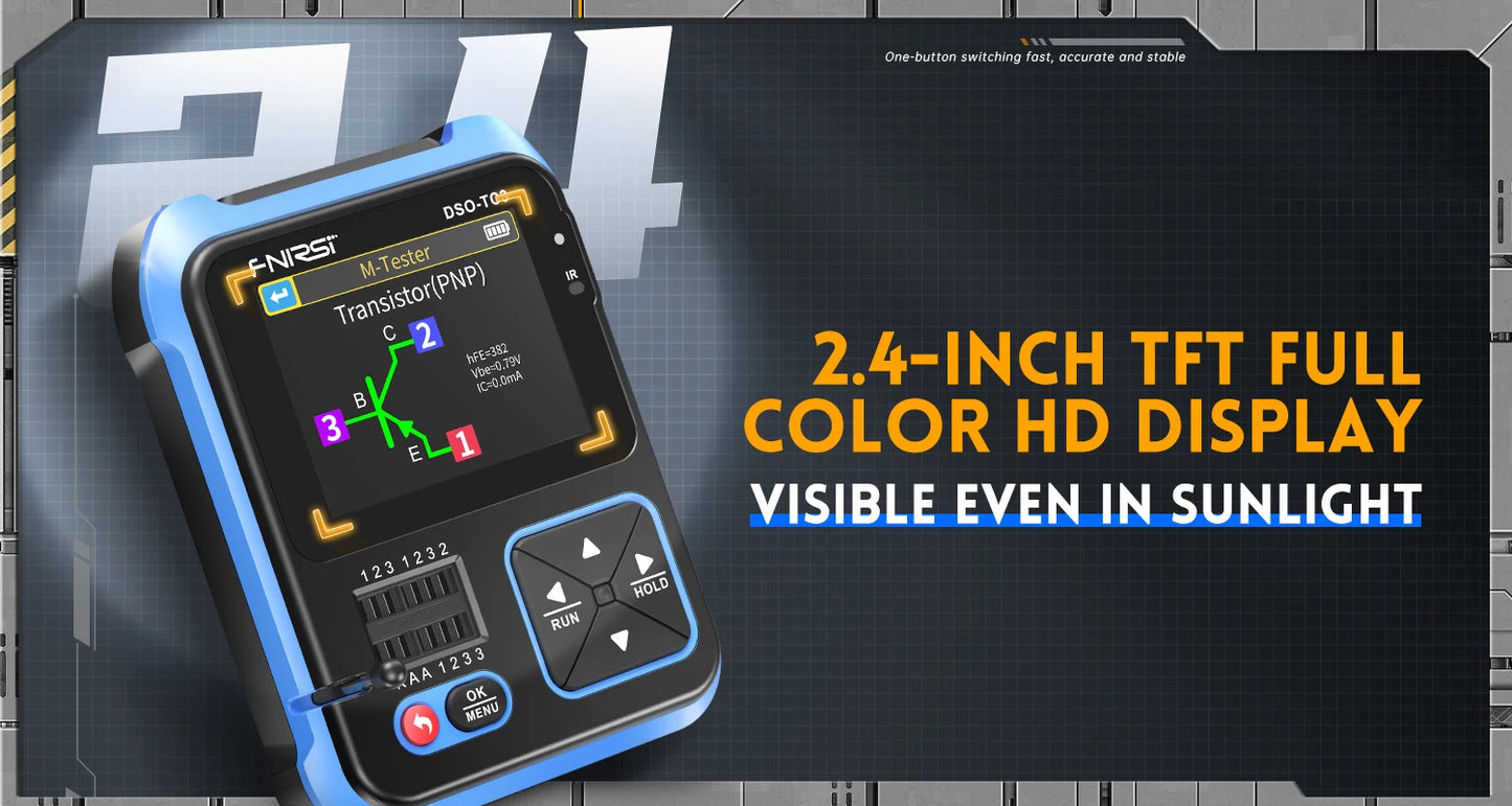 FNIRSI DSO-TC3 Handheld Digital Oscilloscope Transistor Tester 3-in-1 Support Diode Capacitance Voltage LCR Detect PWM Out