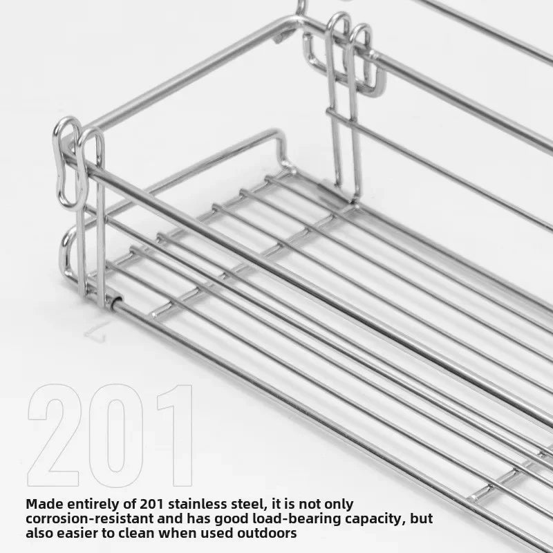 Outdoor Aluminum Table Side Storage Rack Hanging Mesh IGT Table Expansion Bracket Folding Table Extension Basket Folding Rack