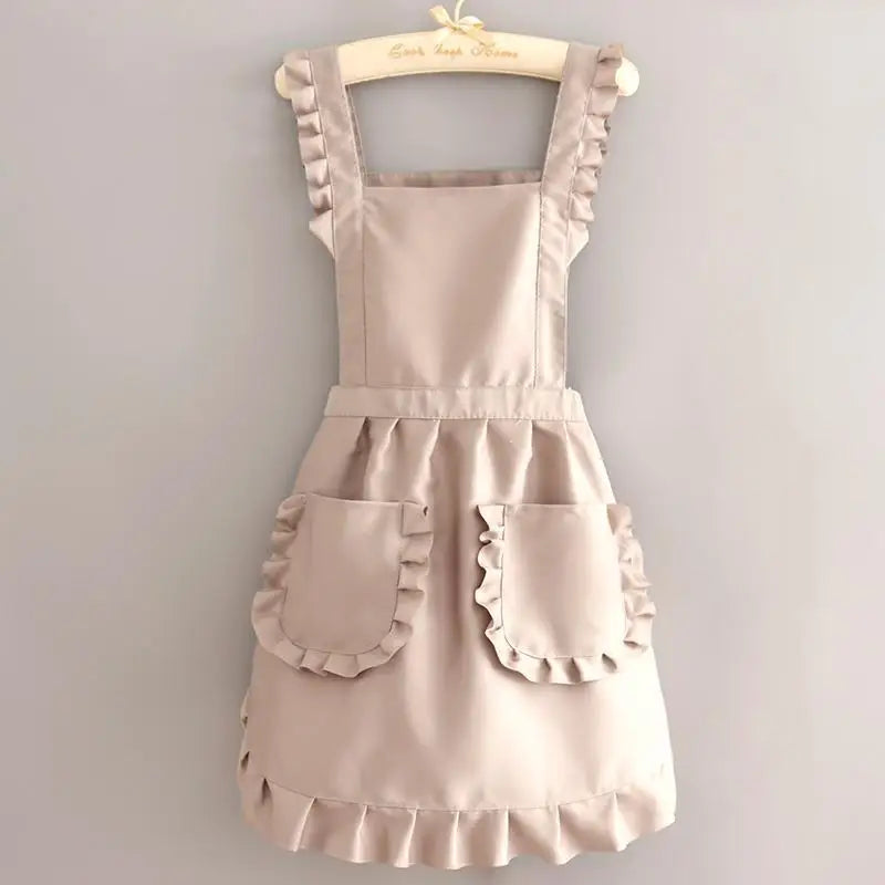 1Pcs Cute Korean Style Apron Female Nail Shop Kitchen Coffee Overalls Home Cooking Cleaning Sleeveless Apron