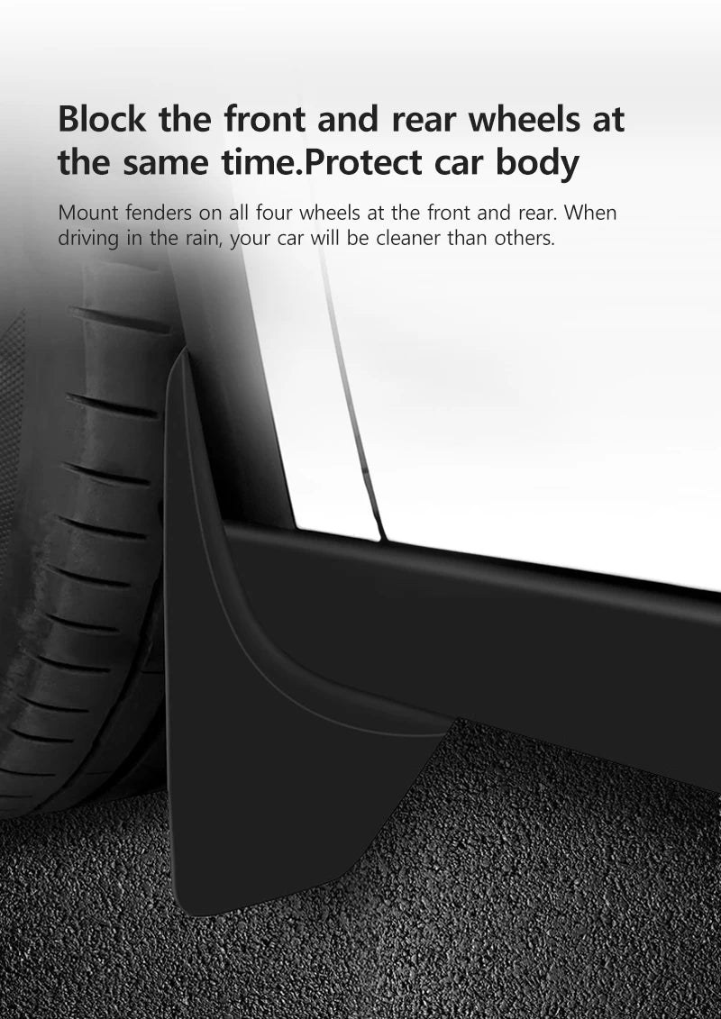 NovaAcc Fender Mud Flaps for Tesla Model Y 2017 to 2024 Model 3 2021 to 2023 2024 Highland Flexible Mud Guards for Tesla