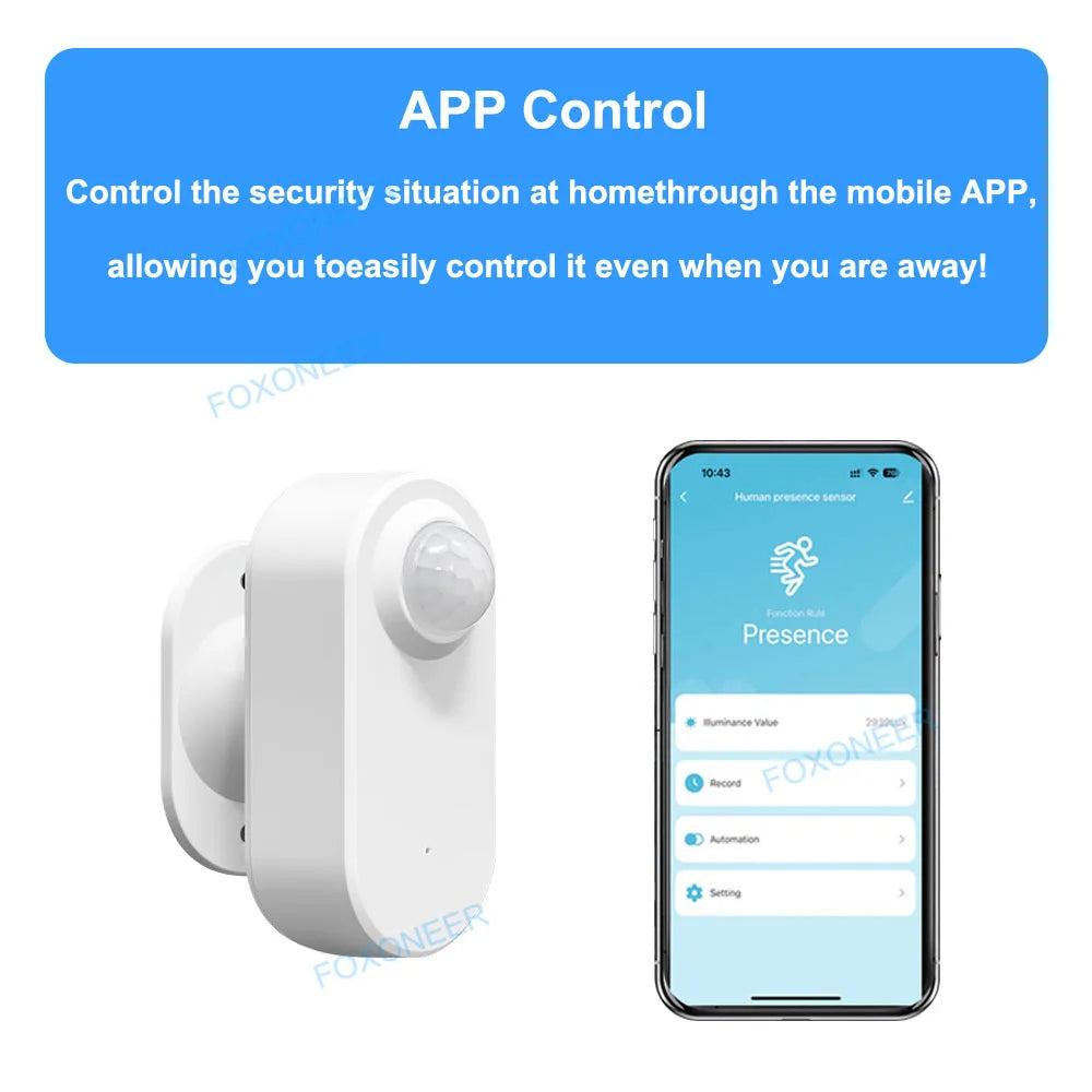 Tuya Zigbee Human Presence Detector,Luminance/Distance Detection, Smart PIR Motion Sensor Support Zigbee 2mqtt Home Assistant