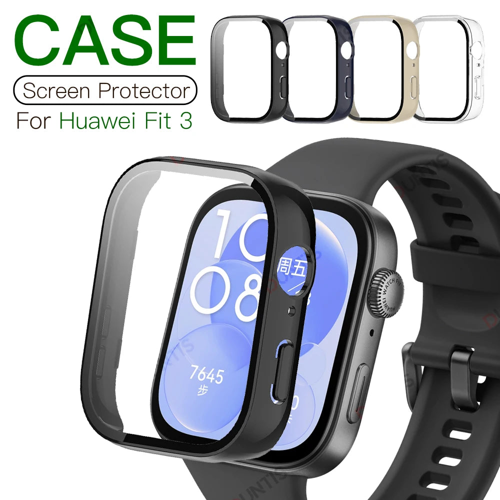Case+Glass Screen Protector Cases for Huawei Watch Fit 3 All Around Anti-scratch Bumpers Cover for Huawei Fit 3 Accessories