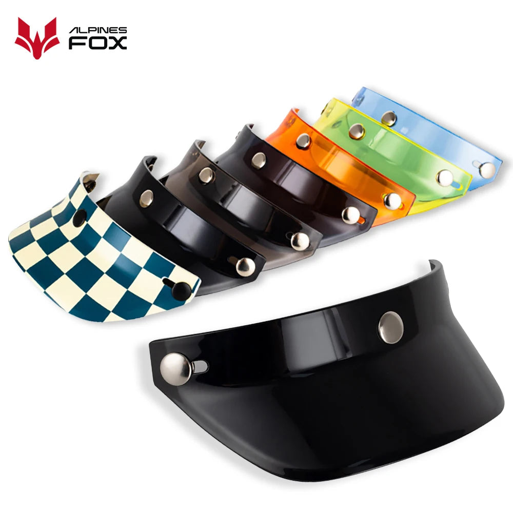 Motorcycle Helmet Sun Shade Protector 3 Snap-Button Retro Open Face Flip Up Down Shield Visor Modified Parts 7.08 X 2.95 In