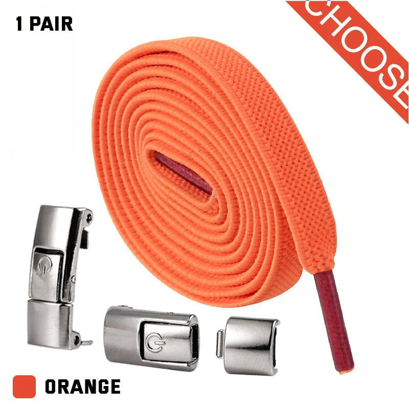 New Press Lock Shoelaces without ties Elastic Laces Sneaker 8MM Widened Flat No Tie Shoe laces Kids Adult Shoelace for Shoes