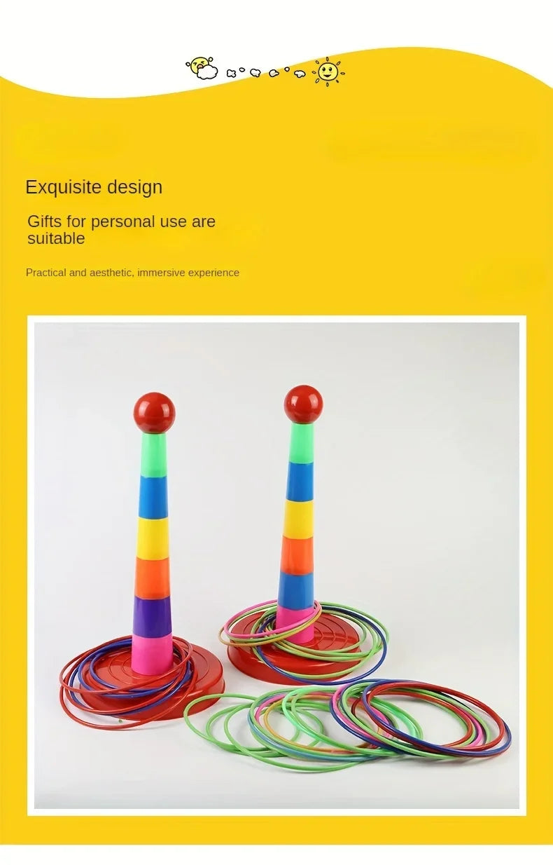 2PCS (Random Color) Colorful Plastic Sport Ring Toss Game Set Party Outdoor Puzzle Hoop Kindergarten Competition Game Stall