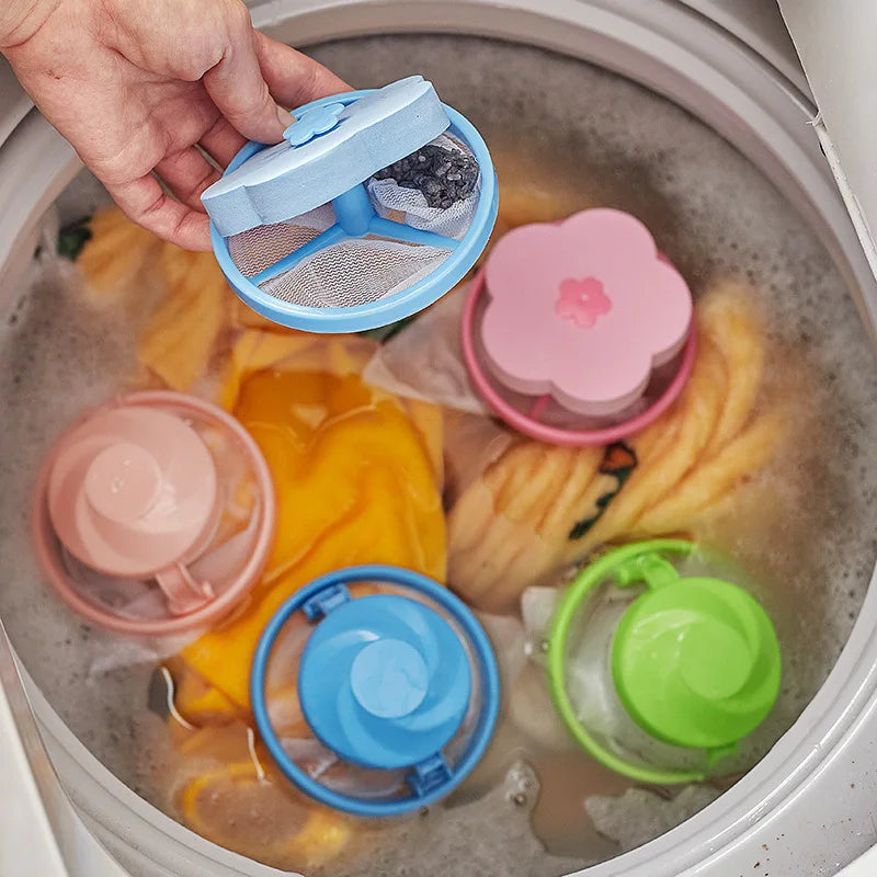 6 PCS Washing Machine Hair Filter Floating Pet Fur Lint Hair Removal Catcher Reusable Mesh Dirty Collection Pouch Cleaning Balls
