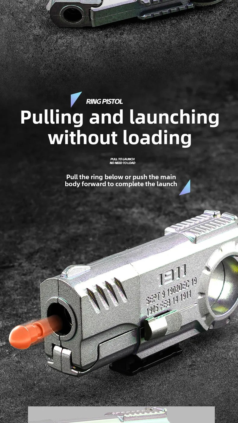 Ring Pistol Soft Bullet Gun Portable Mini 3D Decompression Shell Ejection Alloy Outdoor Funny Toy Boy Birthday Gift Fidget Toys