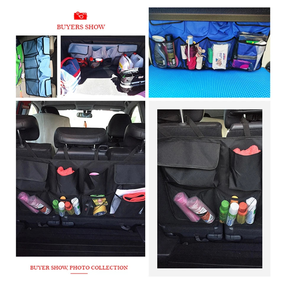 Car Organizer Auto Rear Seat Back Trunk Net Mesh Cargo Storage Bag Pocket Cover Stowing Tidying Interior Camping Accessories