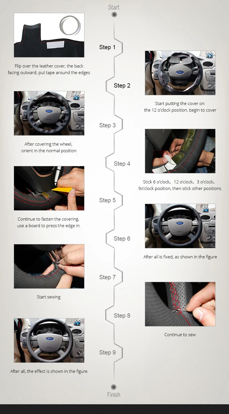 Hand-stitched Genuine Leather car Steering Wheel Cover for Mini (Hatchback/Mini) JCW Clubman JCW Convertible JCW Countryman