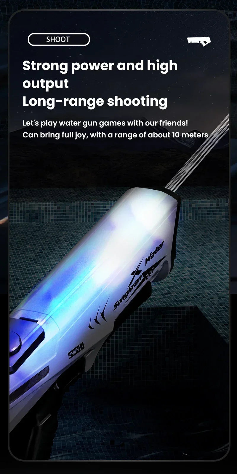 New Fully Automatic Continuous Firing Water Gun Summer Electric Toy Gun Laser Cool Large Capacity Water Shooting Water Gun Toy