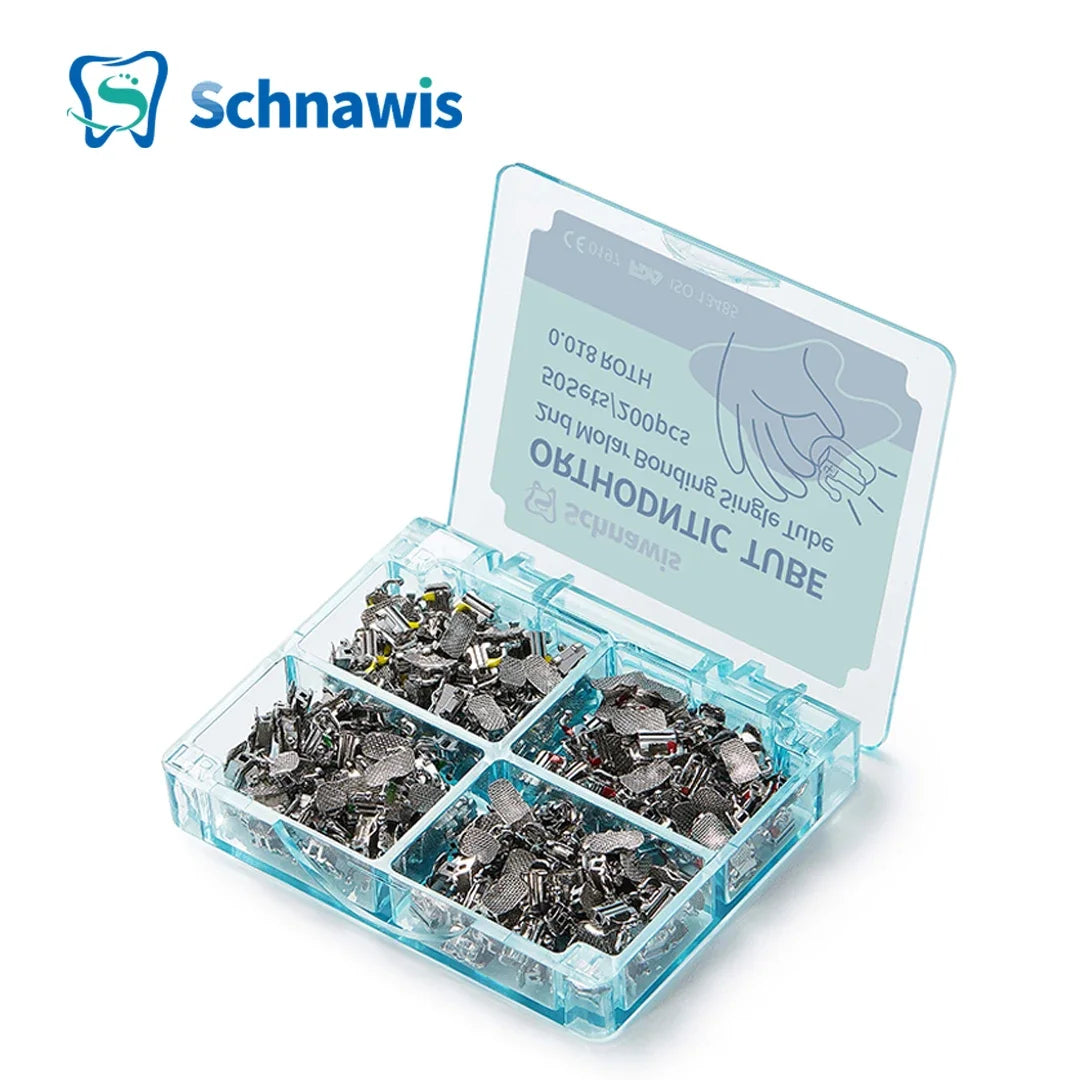 80Pcs/20Sets Dental Orthodontic Buccal Tube Bondable Convertible Single Tube 1st Molar Bondable 0.022 0.018 MBT Roth
