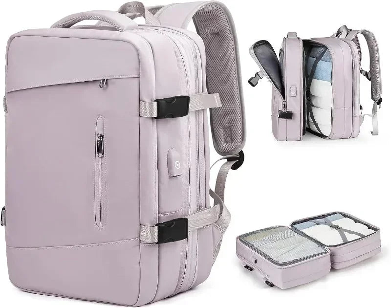 Large Travel Backpack for Women Men Laptop Backpack with Shoe Compartment Waterproof Hiking Carry on Backpack Expandable