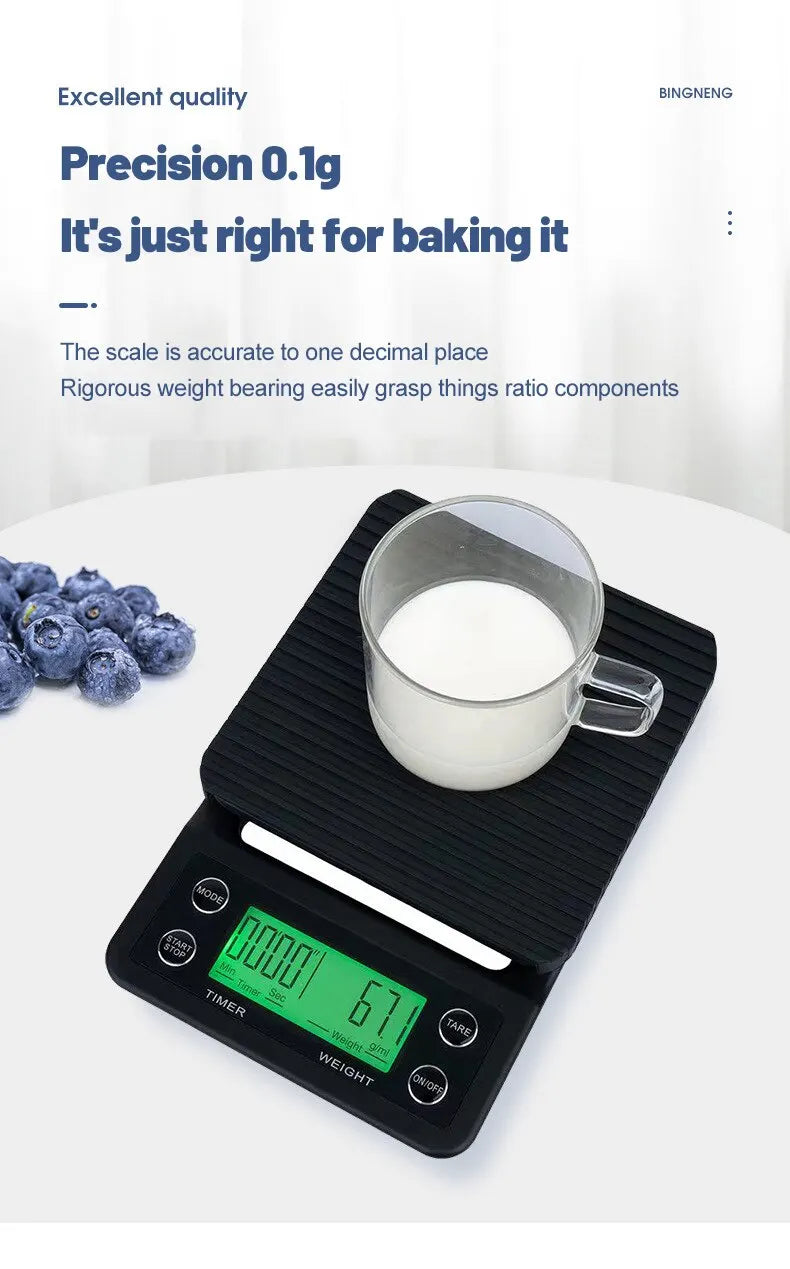 1pc Black Precision Coffee Dropping Scale 0.1g Coffee Dropping Scale With Timer Digital Kitchen Scale High Precision LCD Scale