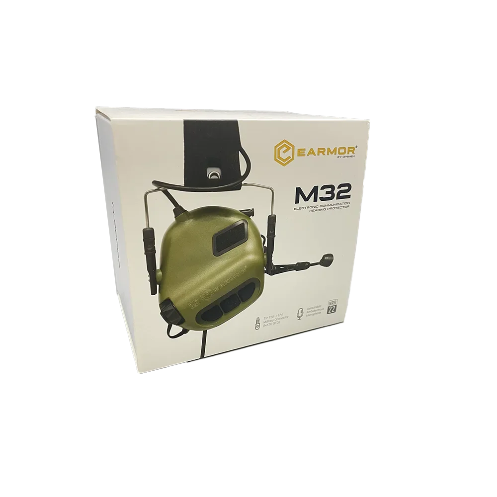 EARMOR M32 MOD4 Shooting Earmuffs Tactical Noise Reduction Headset with Helmet ARC Rail Adapter with Kenwood PTT adapter New