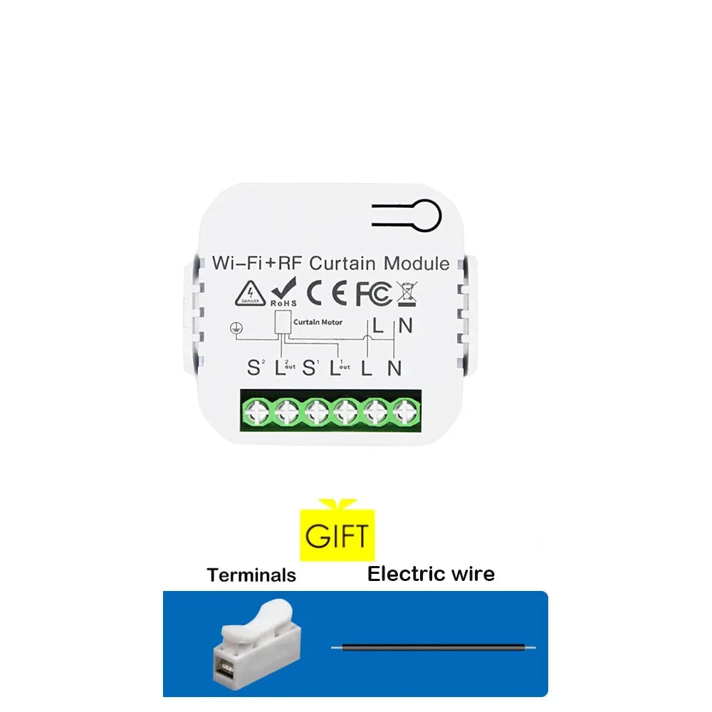 Tuya Smart Life WiFi 433Mhz Blind Curtain Switch with RF Remote for Electric Roller Shutter Google Home Alexa Smart Home Control