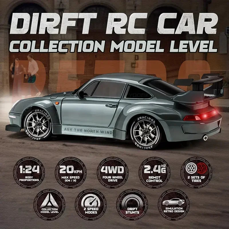 New 4WD Remote Control Drift Car Full Size 1:24 Mini Remote Control Racing Car Model 2.4G Radio High Speed RC Car Boy Toy Gift