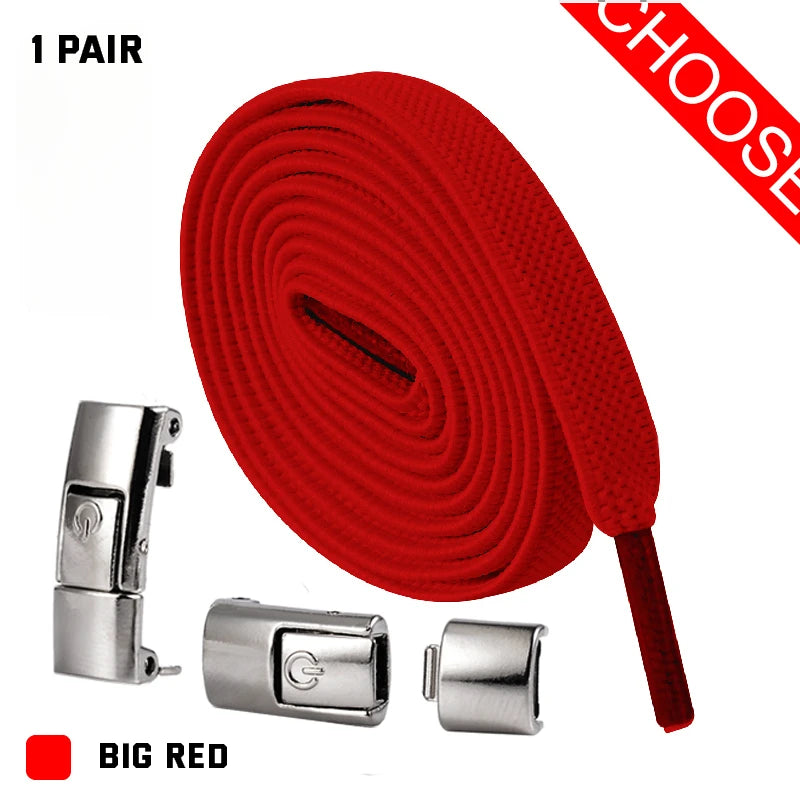 New Press Lock Shoelaces without ties Elastic Laces Sneaker 8MM Widened Flat No Tie Shoe laces Kids Adult Shoelace for Shoes