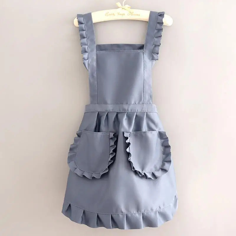 1Pcs Cute Korean Style Apron Female Nail Shop Kitchen Coffee Overalls Home Cooking Cleaning Sleeveless Apron