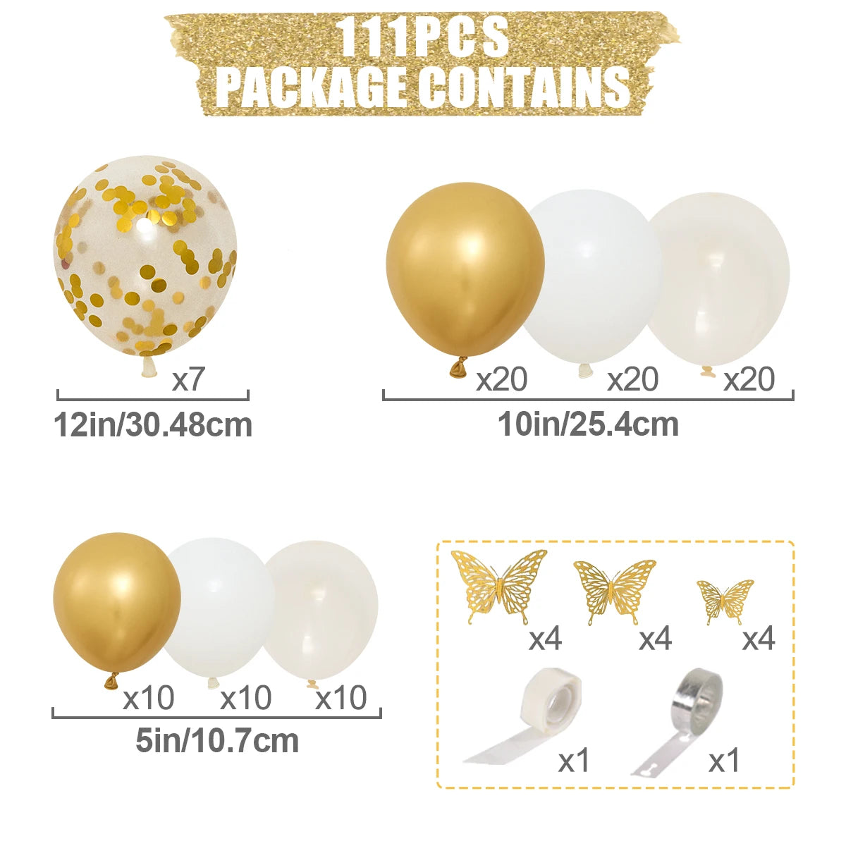 White Gold Balloon Garland Arch Confetti Latex Baloons Graduation Happy 30th 40th 50th Birthday Party Decor Adults Baby Shower