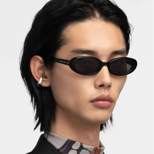 New Women's Retro Oval Sunglasses Black Small Frame Fashion Brand Trendy Hot Points Sun Glasses Female Lady Goggle UV400