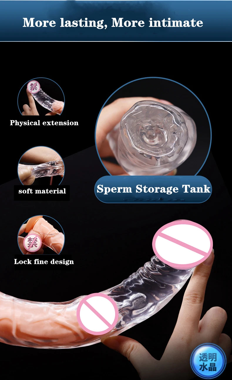 Large Penis Extension Sleeve Reusable Soft and Stretchable Delayed Ejaculation Condoms Male Dildo Extender Male Sex Toys