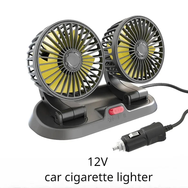 Car Fan 360° Adjustable 3 Head Air Fan Automotive Electric Fan USB/12V/24V Fan 2 Speeds Car Silent Fan For Home Desk Office&Car