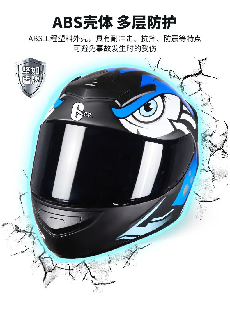 ICE.BEACON 3C certification national standard motorcycle helmet men and women winter personality safety four season rider Blueto
